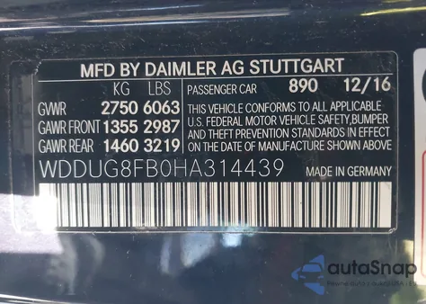 2017 Mercedes-Benz S 550 4Matic из США, поврежденный, VIN WDDUG8FB0HA314439